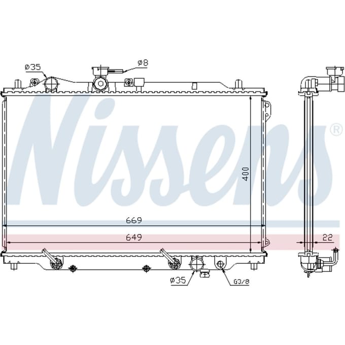 Radiator, motorkoeling NISSENS 62444A
