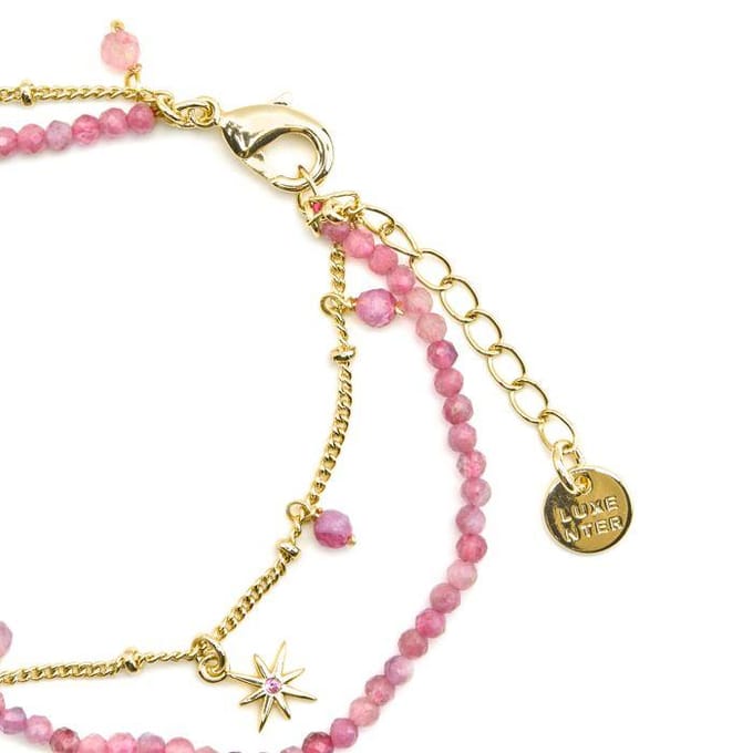 Luxenter Armband met Roze Kristal 18k goud afwerking - Ethal
