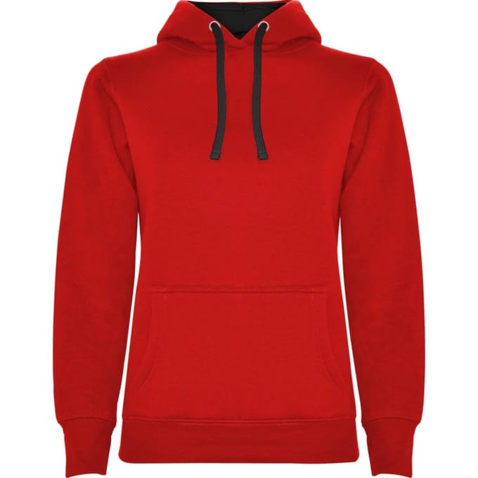 Roly Dames/Dames Urban Hooded Polycotton Sweatshirt (Rood/zwart)