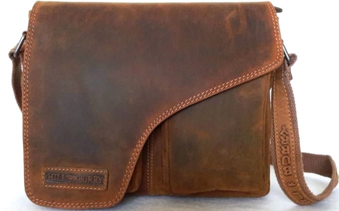 Hillburry Tas - 100% Leer -  Crossbodytas - Unisex - Cognac / Bruin