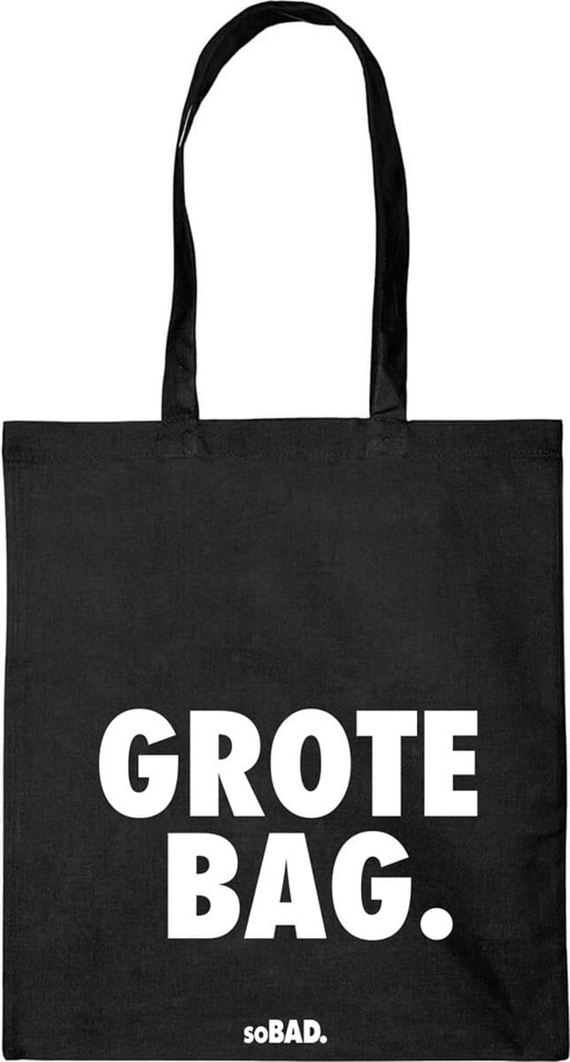 Draagtas Grote bag - wit - katoenen tas - soBAD. - met leuke grappige tekst