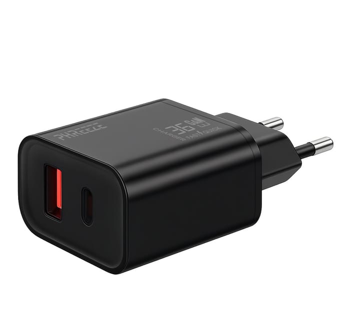 Usb C adapter 35w 2 poorten - Oplader usb & usb C - Snellader - Gan - Zwart - Phreeze