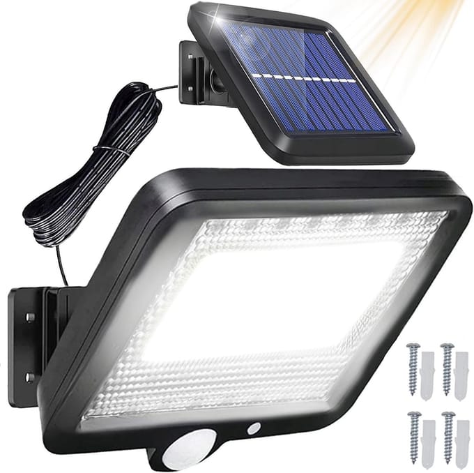 Draadloze 100 LED Solar Buitenlamp met Bewegingssensor en Schemersensor - IP65 Waterdicht