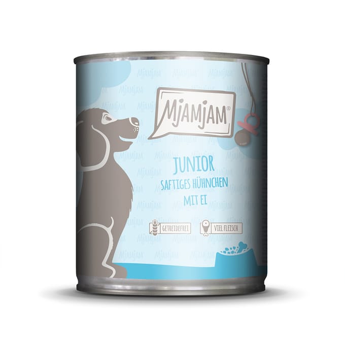 MjAMjAM Dog - Smakelijke Maaltijden Junior Blik 6x800g - Kip & Ei