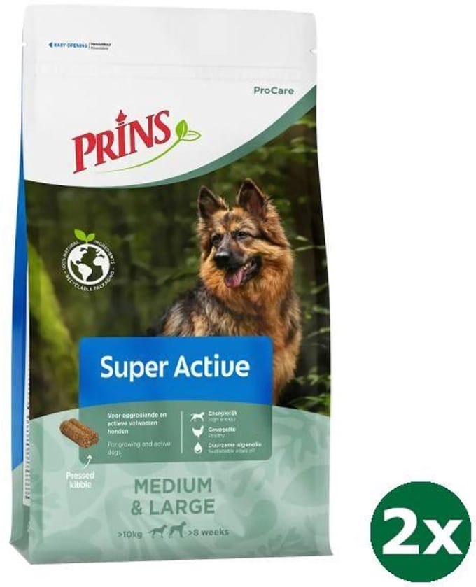 2x12 kg Prins procare super active hondenvoer