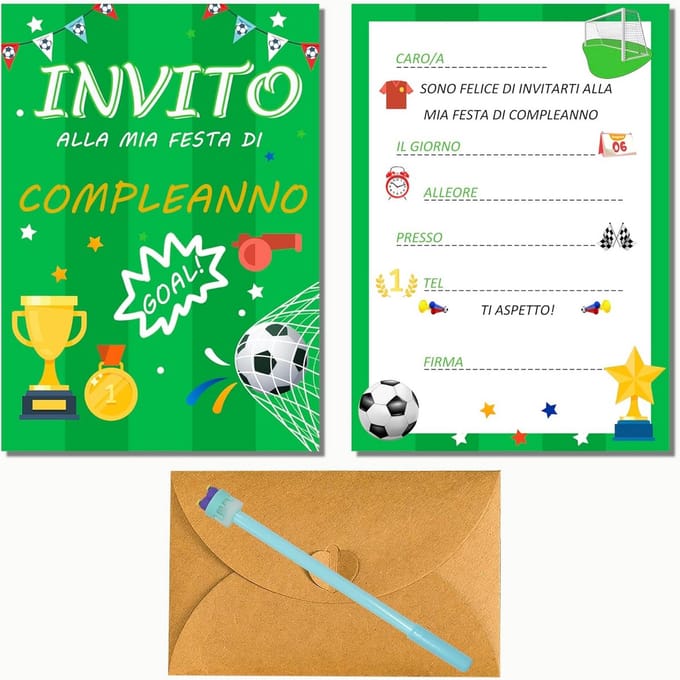32 Kinderverjaardag Uitnodigingen Voetbal Thema Kaarten