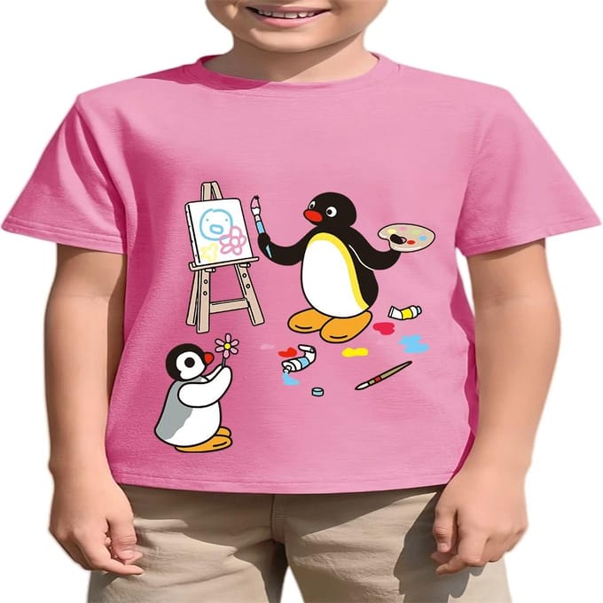 Vente Chaude 2026 Été T-shirt Mode Enfant Impression Dessin Animé Pingu 150 gray