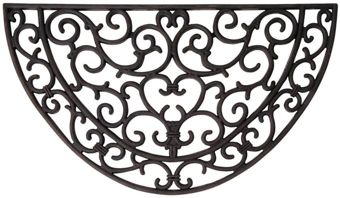 Esschert Design Deurmat - 2x - rubber - schoonloopmat - halfrond - 68 x 40 cm - Deurmatten schoonloopmatten