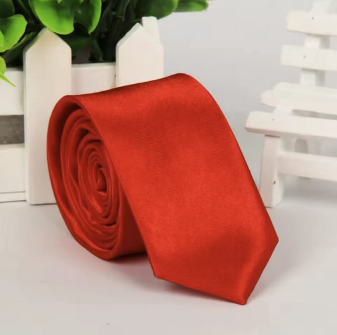 CHPN - Rode Stropdas - Glimmende stropdas - Rood - Red tie - Smalle stropdas - 5CM breed - Nette das - 145CM lang - Das