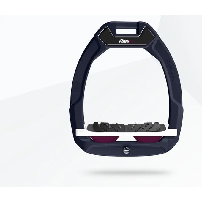 Veiligheidsstijgbeugels Paardrijden Hellend Ultra Grip Blauw/Wit/Pruim Flex-On Safe-On