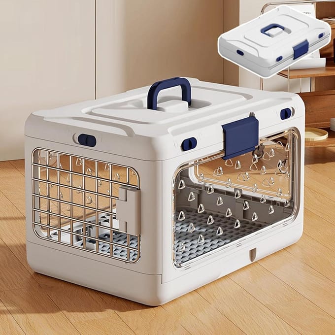 Hondenbench - Dierenbox Transport - Veilig Reizen - Opvouwbaar Ontwerp - 52 cm - Wit