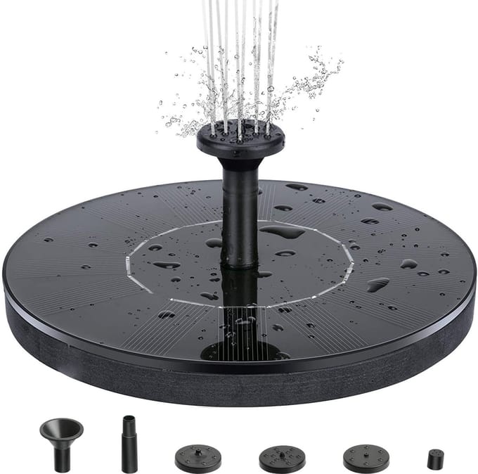Waterfontein op zonne-energie 16 cm Zwart