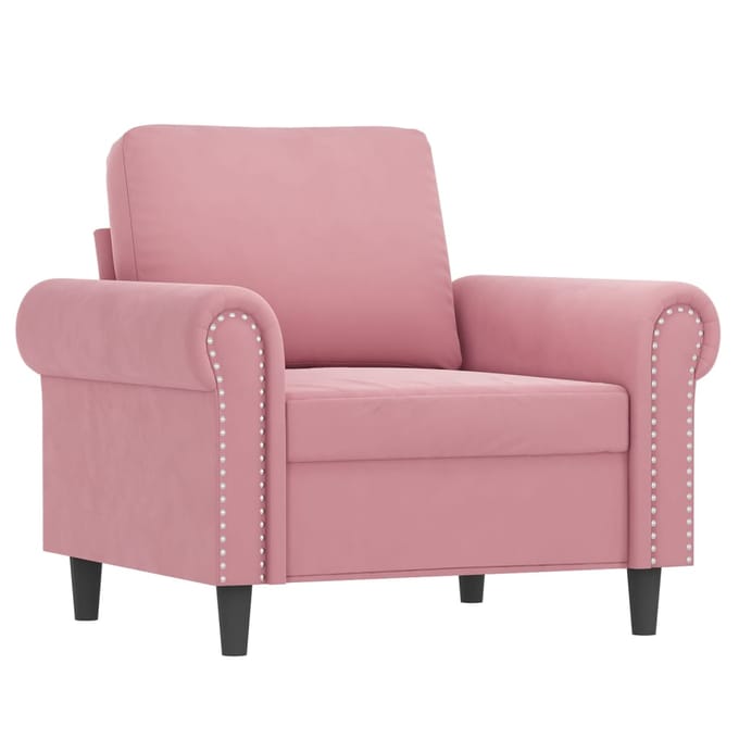 vidaXL - 3-delige - Loungeset - met - kussens - fluweel - roze
