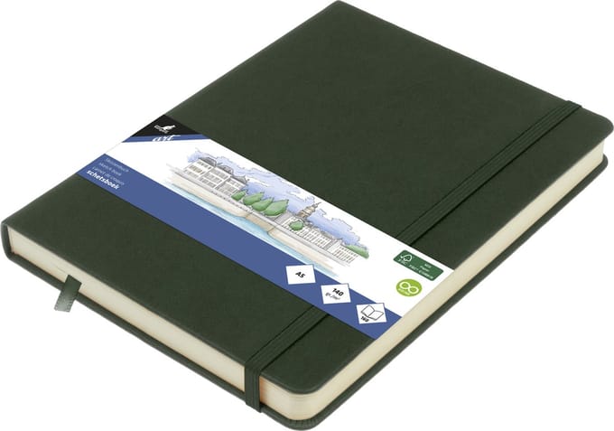 Kangaro schetsboek - A5 - forest green - met elastiek en lint - 2 stuks - K-861228