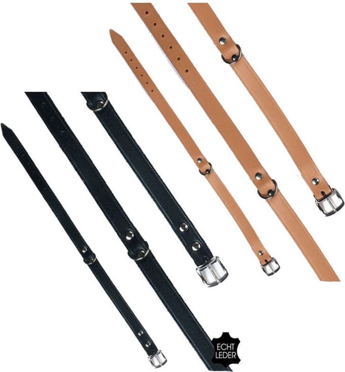 Hondenhalsband leer, Naturel/ Zwart 27 t/m 56cm.