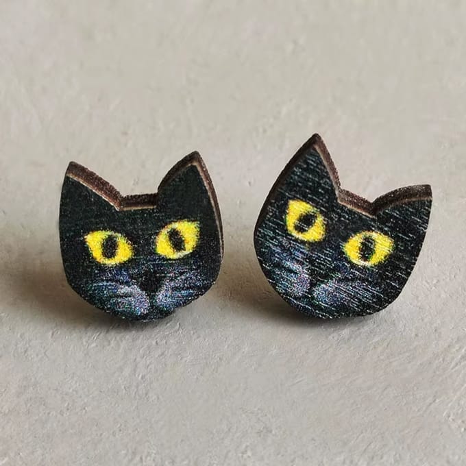 Oorbellen Houten Katten