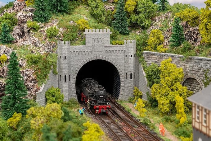 Model Tunnelportaal - Trein Accessoire - Modelspoor Bouw - Twee Sporen - N Schaal - Meerkleurig