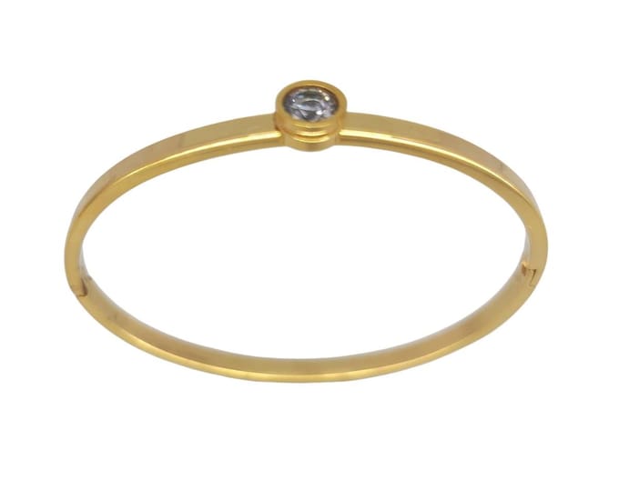 Dames Armband - Goudkleur - Strass - Gepolijst Stainless Steel - 19 cm