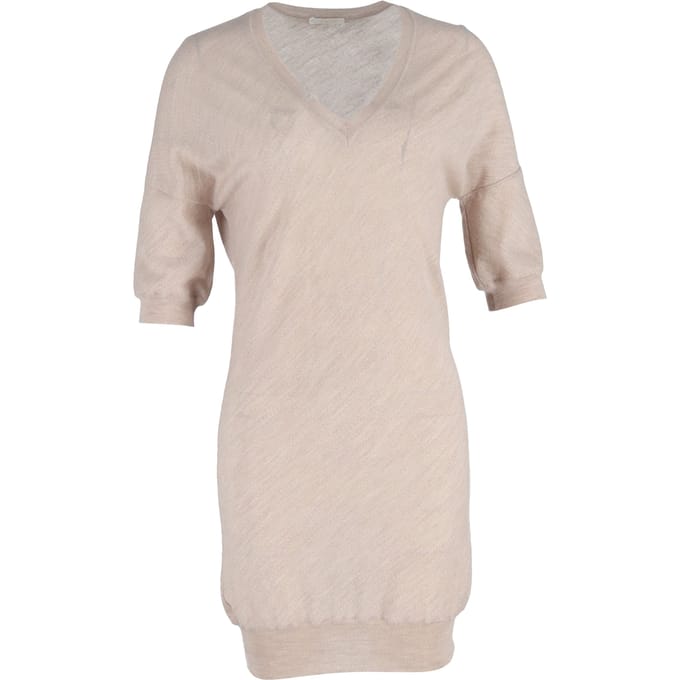 Chloé mini-jurk met V-hals in beige linnen