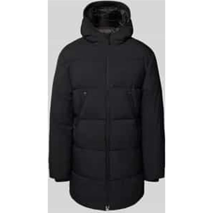 Regular fit gewatteerde lange jas met capuchon