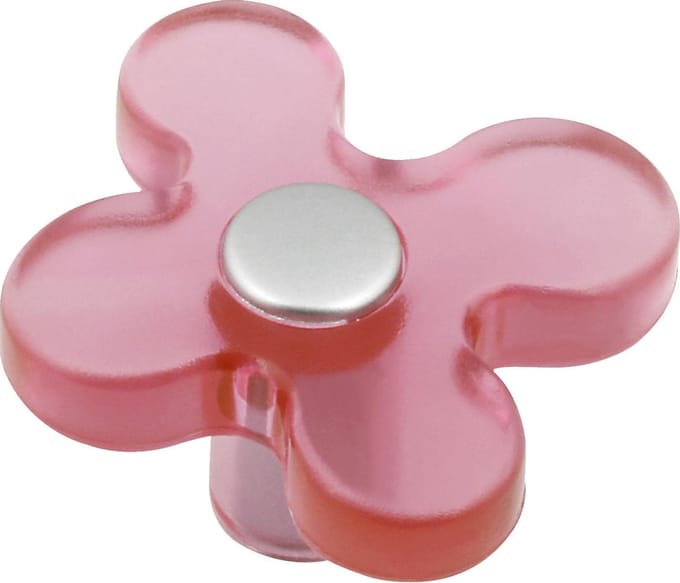 AVENUE decoration meubelknop | model " Bloem " | Ø 50 mm | transparant roze