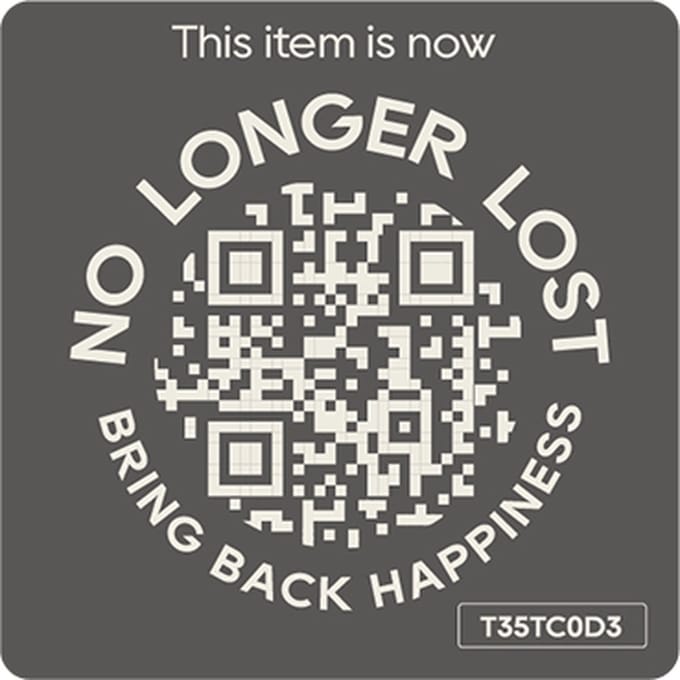 NoLongerLost - Koffer Stickers (x2) - Slimme Sticker groot vierkant (4.5 cm x 4.5 cm) - Donker grijs - Unieke QR code - Tracking
