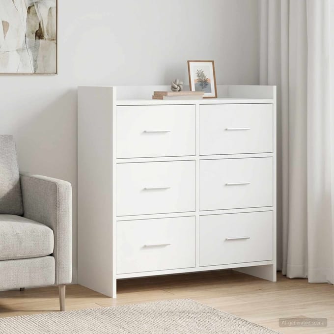 vidaXL - Dressoir - Wit - 75 - x - 33 - x - 80 - cm - Bewerkt - hout