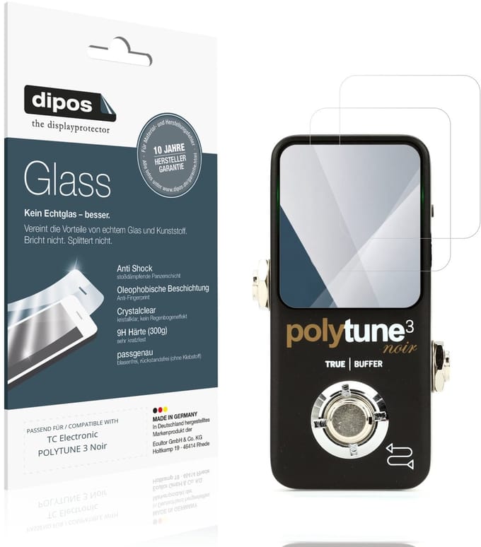dipos – 2x Pantserfolie geschikt voor TC Electronic POLYTUNE 3 Noir | 9H Screenprotector