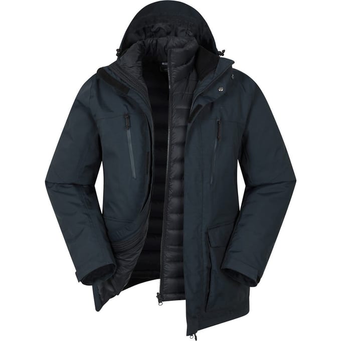 Mountain Warehouse Heren Maple 3 in 1 Waterdichte Jas (Marine)