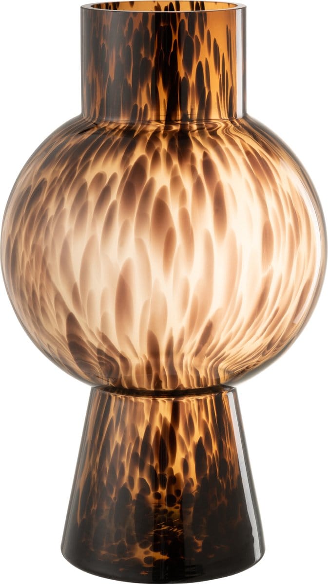J-Line vaas Bol Stip - glas - bruin - large - 46 cm hoog