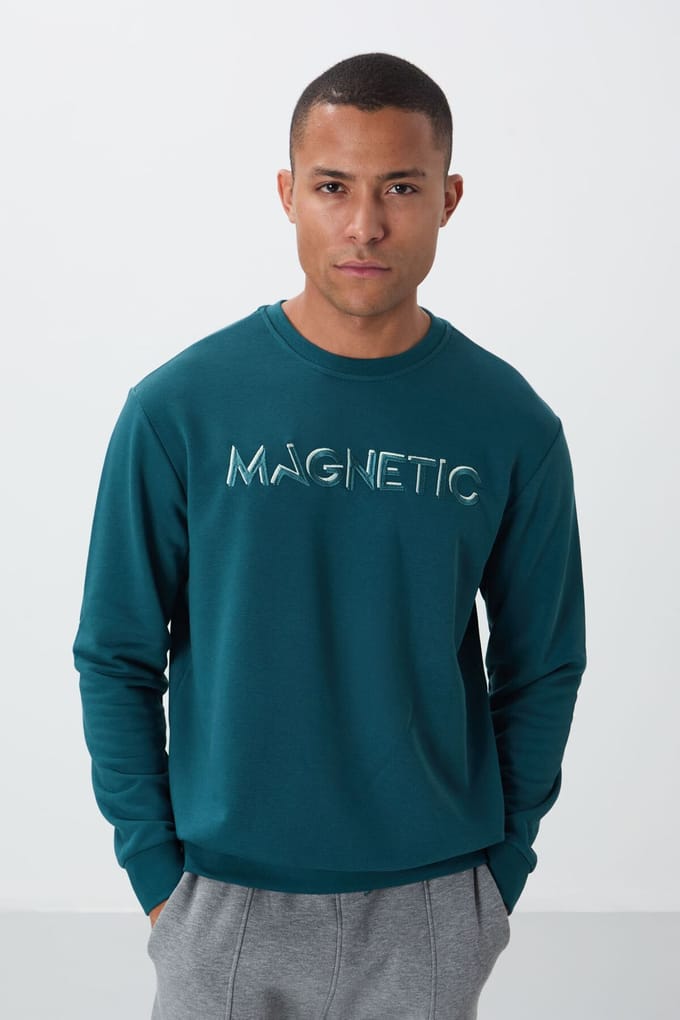 Heren Geprinte Ronde Hals Sweatshirt