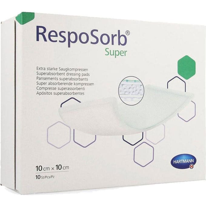 Hartmann RespoSorb Super Verband 10x10cm 6850204 10 Compressen