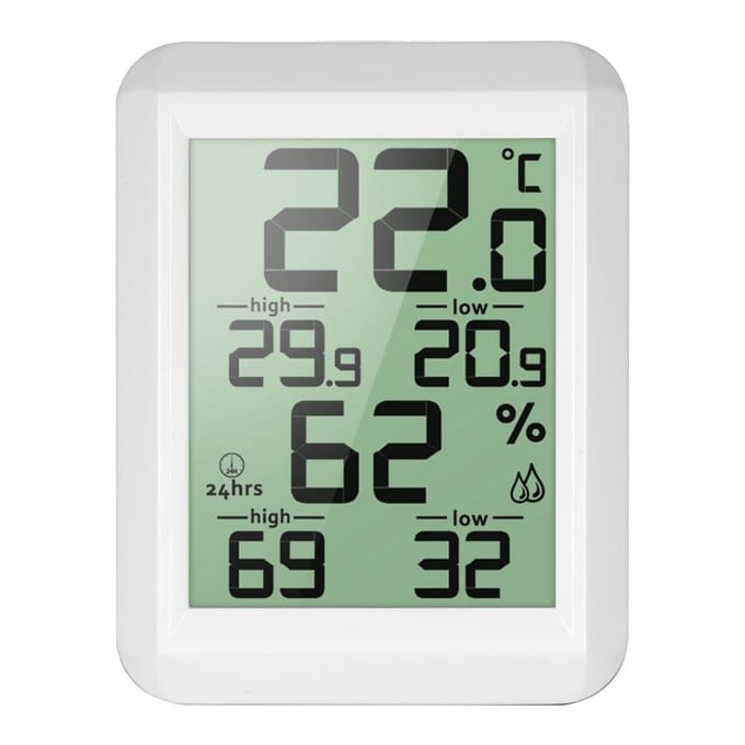 Mini thermomètre et hygromètre d'intérieur numérique LCD avec moniteur de température et d'humidité en °C/°F gray