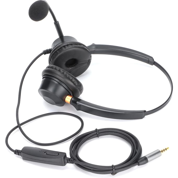 Binaurale Headset Aluminium Behuizing Zakelijke Headset met Ruisonderdrukkende Microfoon en Audioregeling