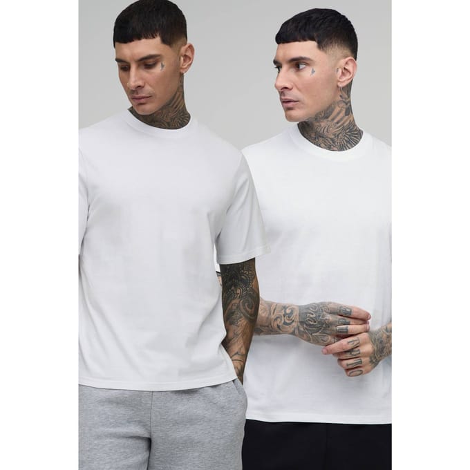 Tall 2 Pack Essential T-Shirt | White | Size Small