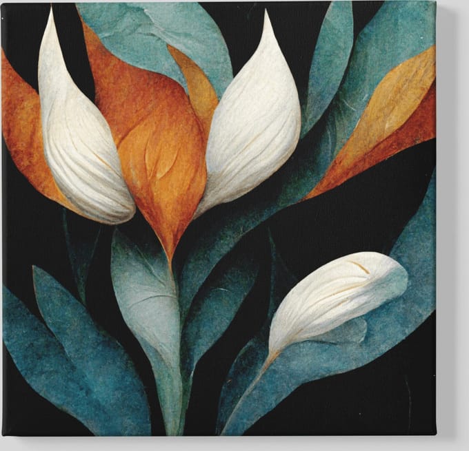 Canvas Schilderij - Abstract - Bloem - Wanddecoratie - 100x100x2 cm
