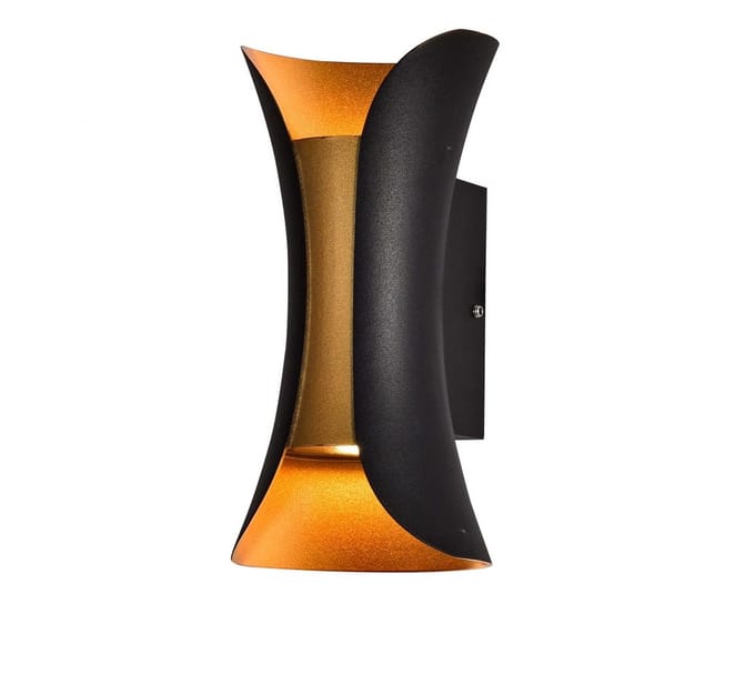 Kosilum - Foria - Wandlamp - Zwart en goud - Aluminium