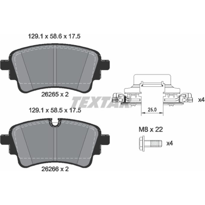 Remblokset TEXTAR 2626501, achter