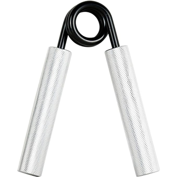 Poignées Métalliques en Alliage d'Aluminium Renforceur d'Exercice pour Doigts Développeur d'Entraînement de la Force Musculaire de la Main Silver Handle 300LB black