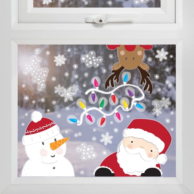 Ginger Ray - Merry Christmas - Raamstickers Kerstman, Sneeuwpop, Rendier