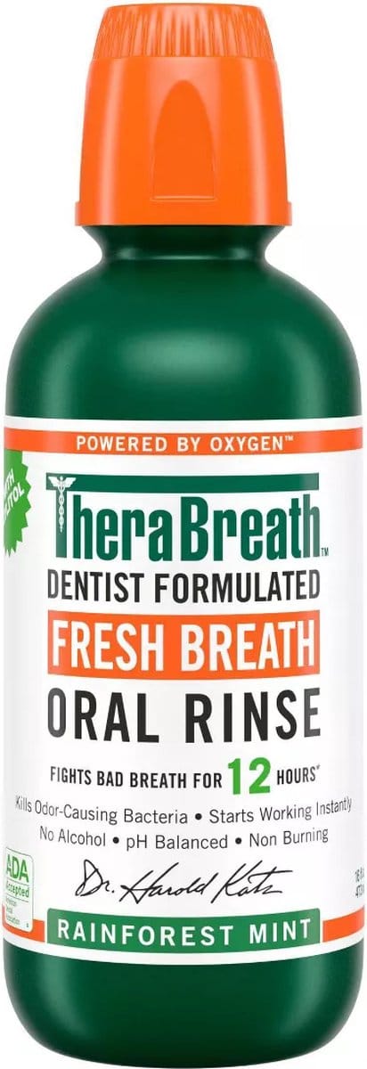 TheraBreath Fresh Breath Mouthwash – Rainforest Mint – Alcohol-Free – Mondwater – 473 ml