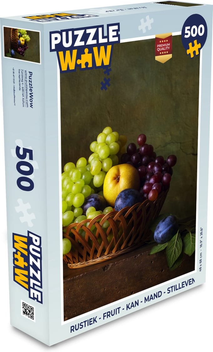 Puzzel Rustiek - Fruit - Kan - Mand - Stilleven - Legpuzzel - Puzzel 500 stukjes