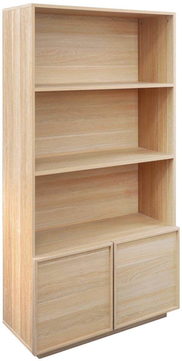 sweeek - Boekenkast houtlook met 2 deuren 5 niveaus 80cm - kuba