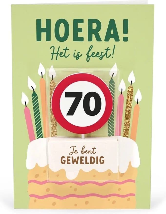 Verjaardagskaart met kaars | 70 jaar | Je bent geweldig