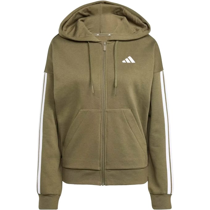 Adidas Essentials 3 Stripes Fleece Sweatshirt Met Rits Groen L / Regular Vrouw
