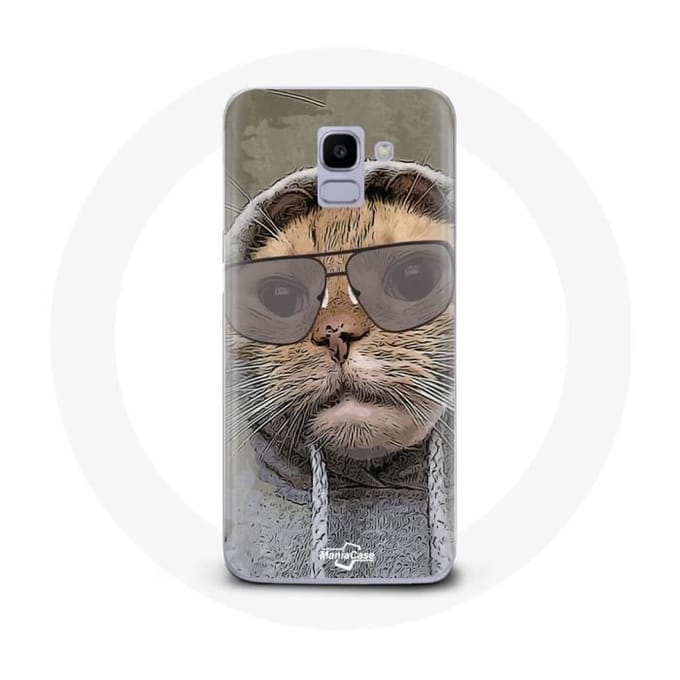 Coque pour Samsung Galaxy A6 2018 Chat avec une capuche photo drole Animaux