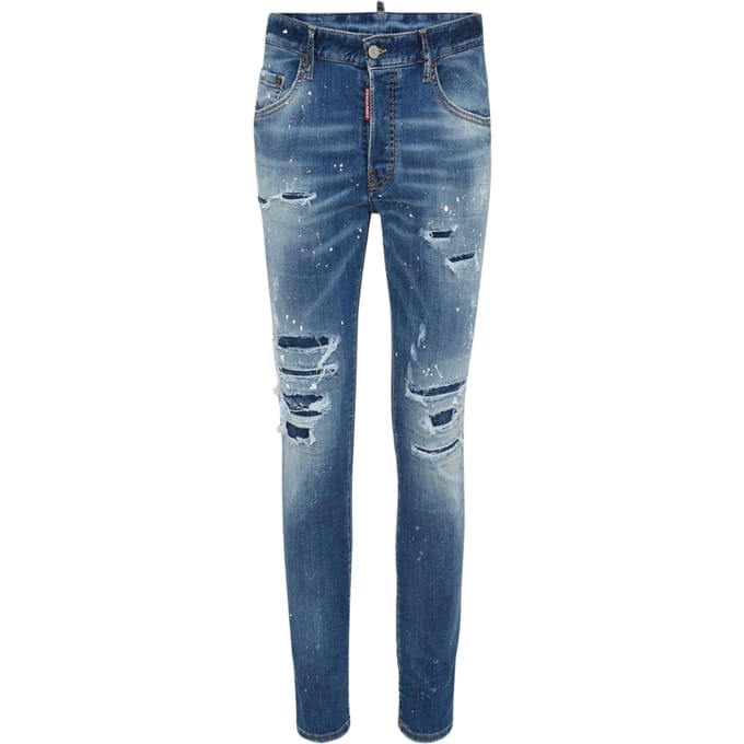Dsquared2 Skater Jeans Met Destroyed Paint Effect, Blauwe Jeans