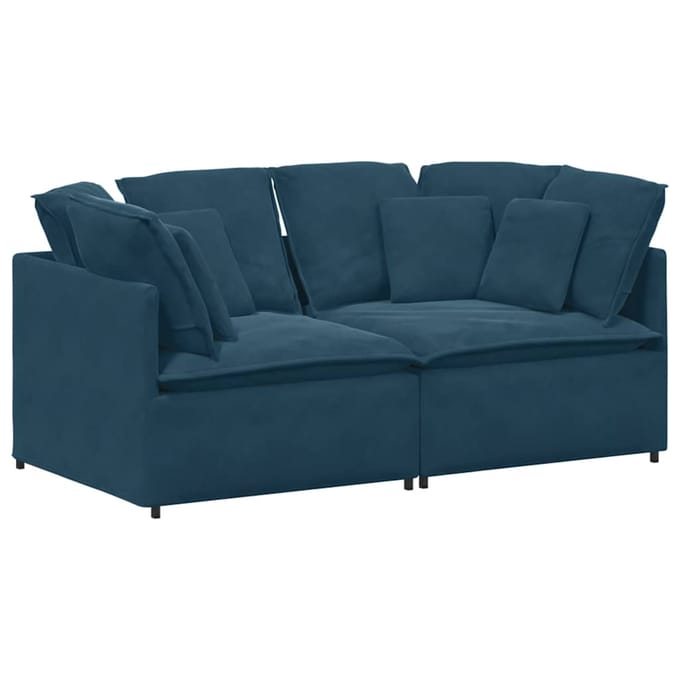 vidaXL - Modulaire - bank - met - kussens - fluweel - blauw