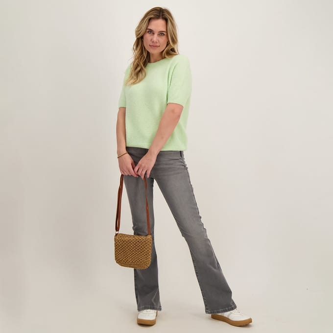 Je m'appelle Dames Broek Flared fit Met stretch - Grijs - Maat M