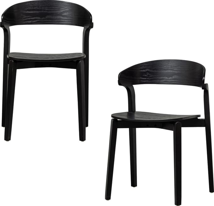 WOOOD Cras Eetkamerstoelen - Hout - Zwart - Set van 2